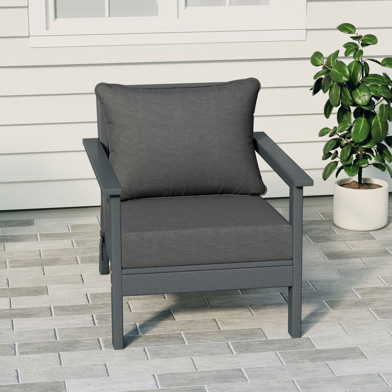 WestinTrends Outdoor Modern HDPE Patio Club Chair with Deep Seat Cushions