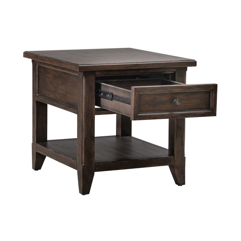 Liberty Furniture Rectangular End Table Traditional - Storage Drawer - Saddle Brown Oak Wood image number 6