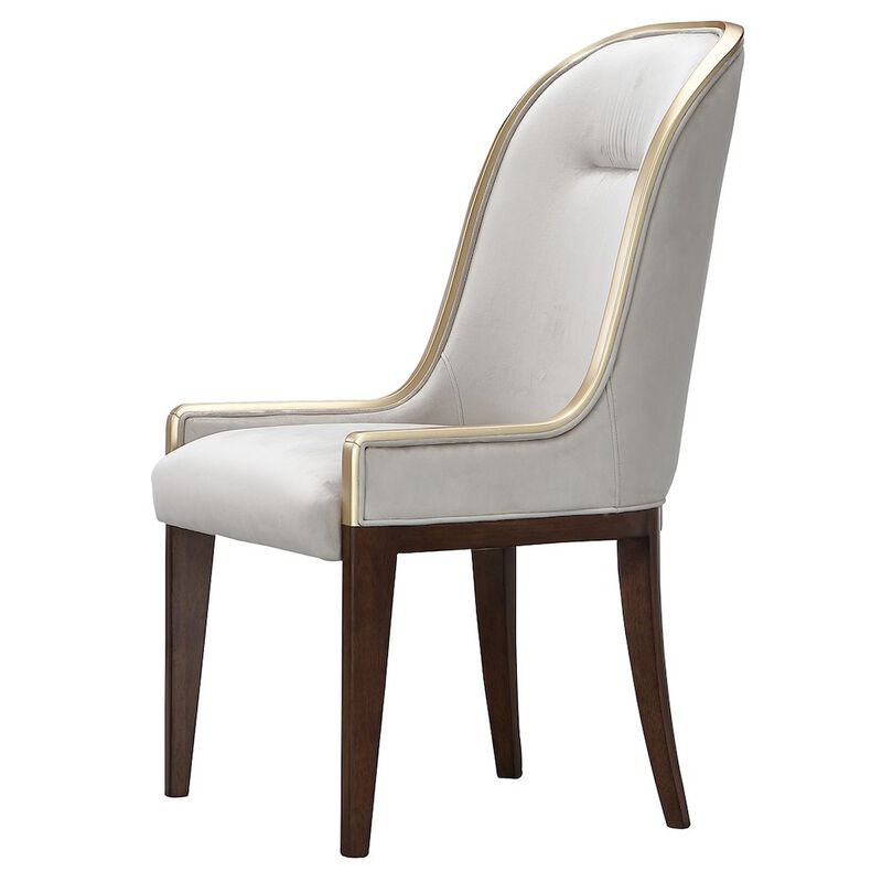 Michael Amini Houston Dining Side Chair, Set of 2 - Porcini/Walnut