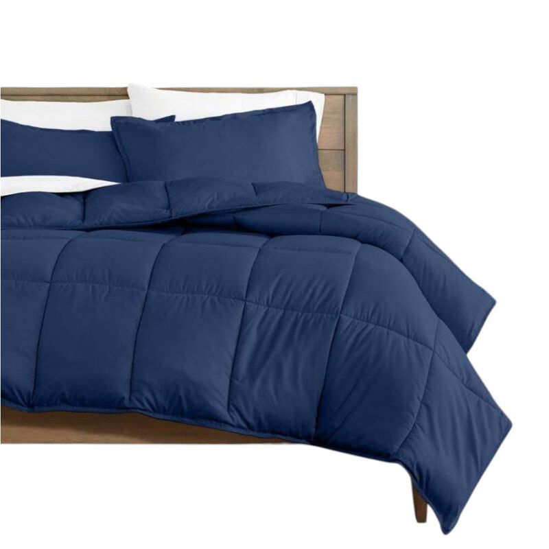 Hivvago Twin/Twin XL size Super Soft Down Alternative Comforter Set in Navy Blue image number 0