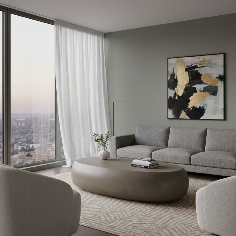 Gray Concrete Oval Coffee Table L | OROA Modern Denny image number 1