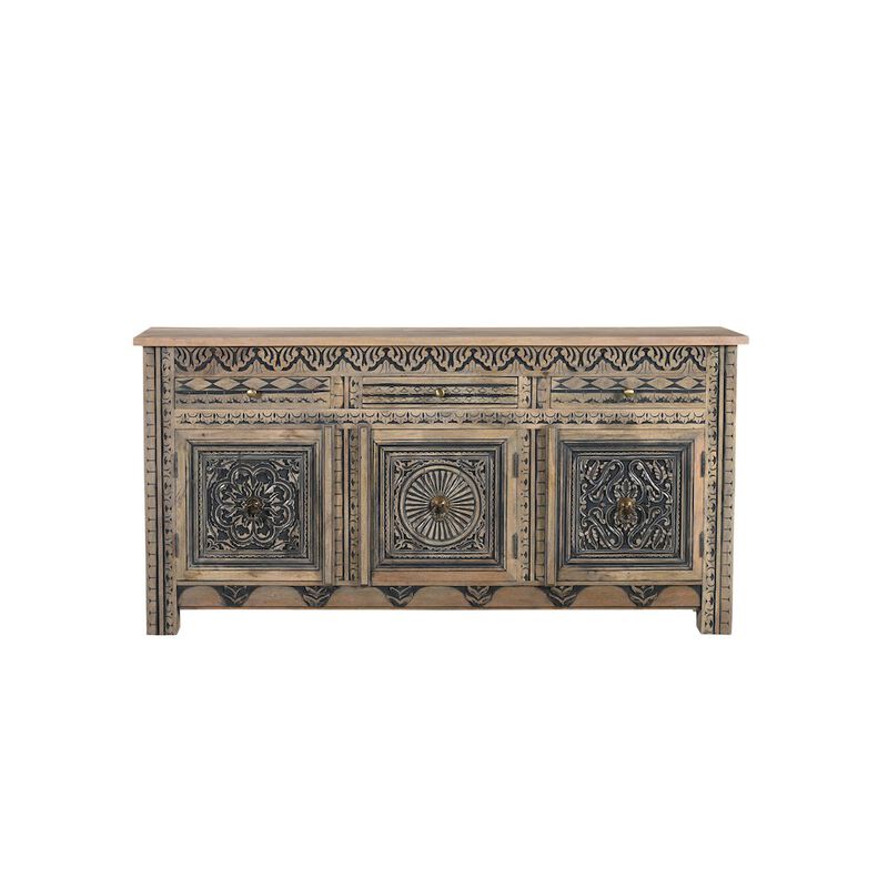Taran Designs Grayson 3-drawer 3-door Carved Solid Wood Sideboard