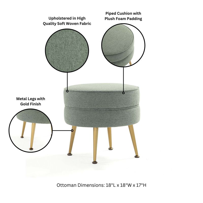 Bailey Green and Gold Ottomans (Set of 2)