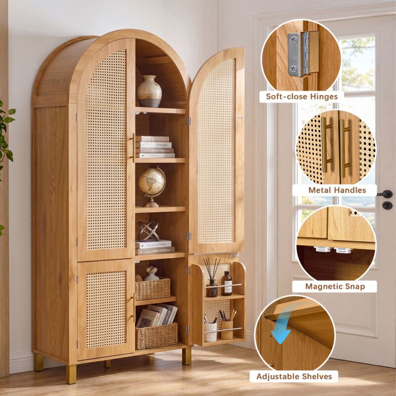 Arched Rattan Door Storage Cabinet image number 6