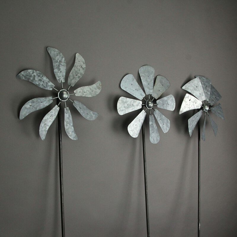 41 Inch Metal Kinetic Wind Spinner Garden Stakes Outdoor Decorations Set of 3 image number 2
