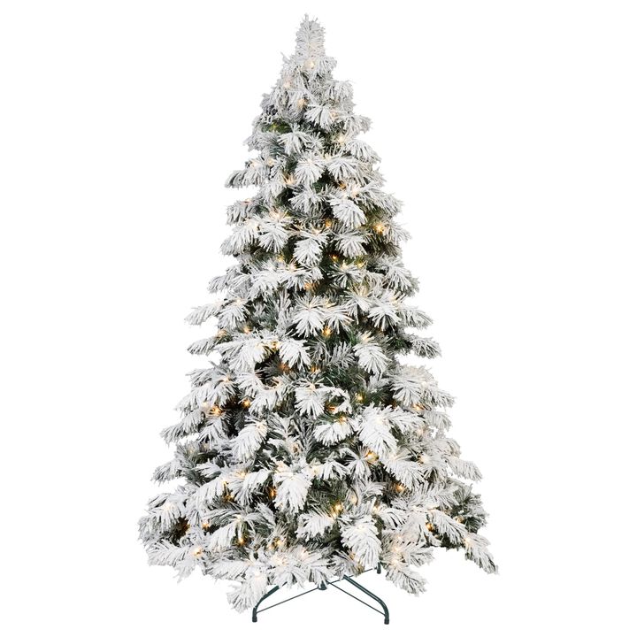 6 ft. Flocked Scarecrow Shaped Christmas Tree Pre Lit with 270 Warm White LED Lights with Metal Base