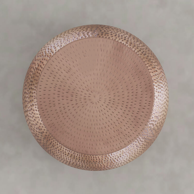 Griffen 19 inch Wide Solid Metal Drum Storage Accent Table, Burnished Copper image number 5