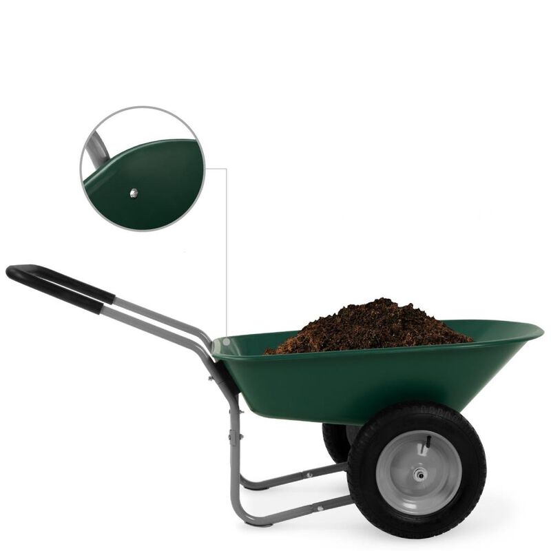Hivvago Heavy Duty 2-Wheel Multipurpose Rust Proof Wheelbarrow - Green