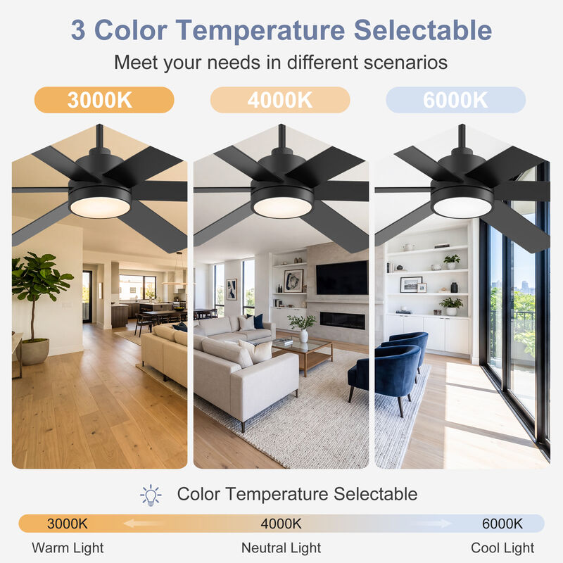 Breezary 60 in LED Ceiling Fan with Light and Remote, 6 Blade DC Motor Fan, Reversible Quiet Fan with Timer image number 2