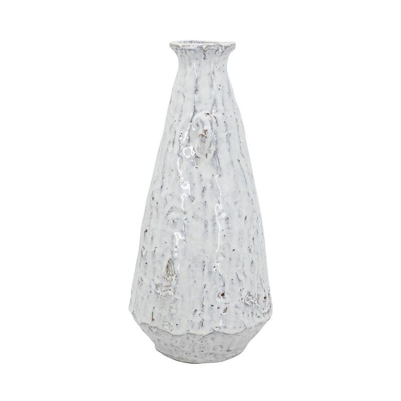 HomeRoots 12" White Terracotta Tapered Jug Vase image number 3
