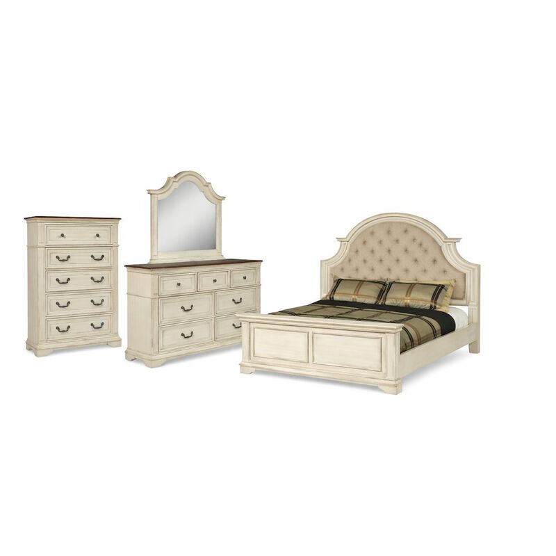 New Classic Furniture Anastasia 4-Piece King Wood Bedroom Set with Chest in Ant White