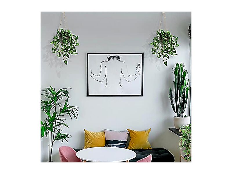 Hanging Plant Artificial Plants Pots 2 Pack Faux Anthurium Leaf Basket Wall Room image number 3
