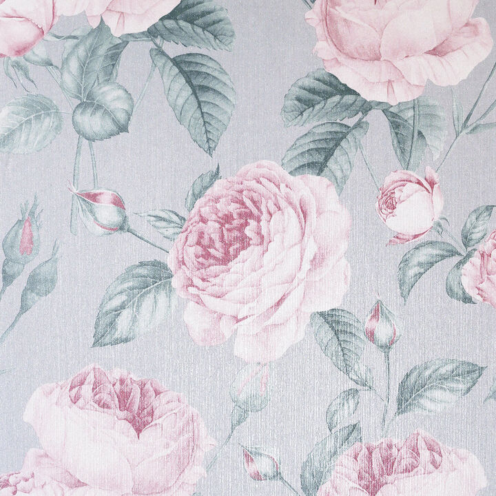 Rosaline Light Grey Floral Wallpaper