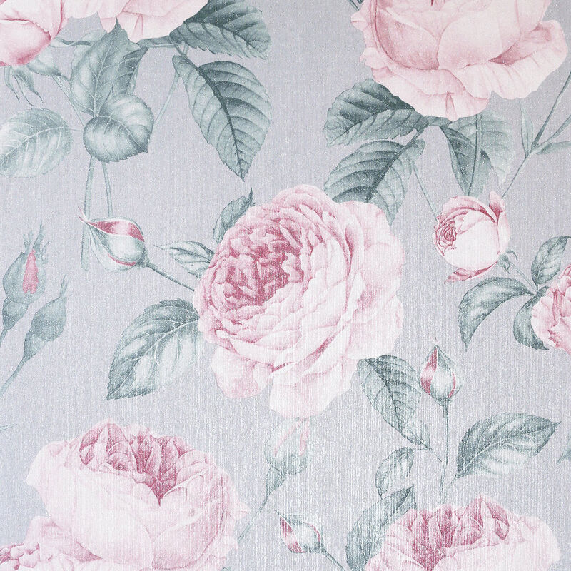 Rosaline Light Grey Floral Wallpaper image number 0