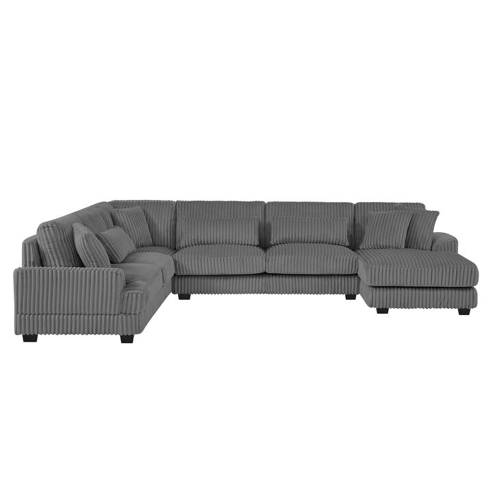 Vopruk Oversized U‑Shaped Corduroy Sectional Sofa