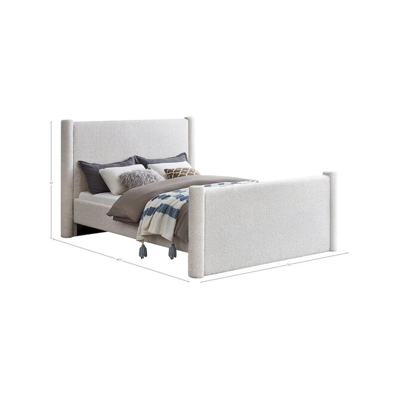 Meridian Furniture Elias Cream Boucle Fabric Queen Bed