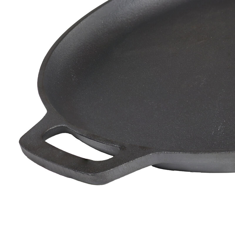 Sunnydaze Seasoned Cast Iron Pizza Pan with Handles - 13.75-Inch