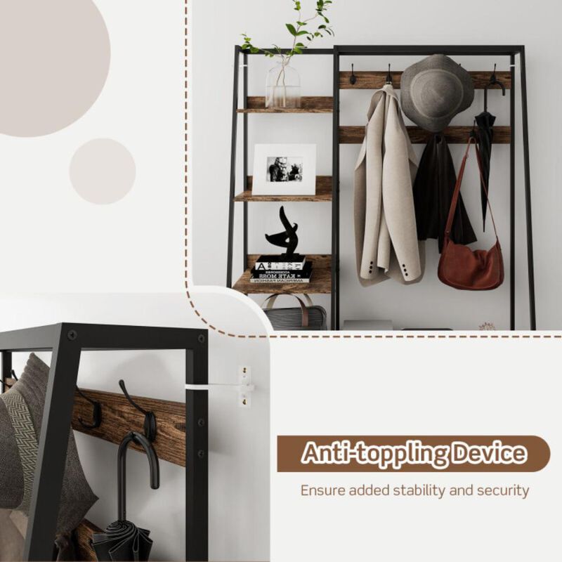 Hivvago 6-in-1 Freestanding Hall Tree Coat Rack with Bench and Fabric Dressers