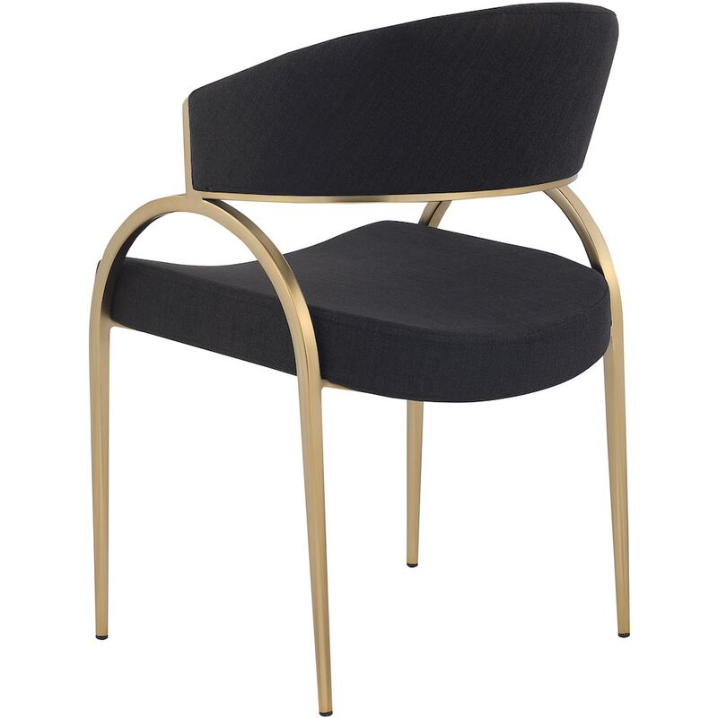 Meridian Furniture Privet Black Linen Textured Fabric Dining Chair, Set of 2