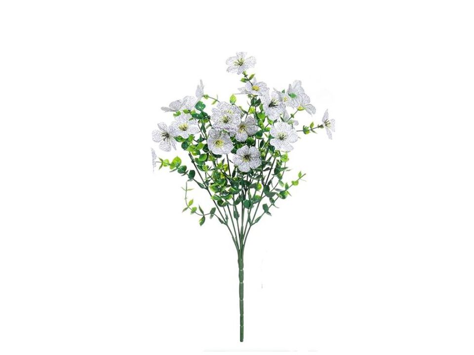 24 Bundle White Artificial Outdoor Plants UV Resistant Garden Porch Decor