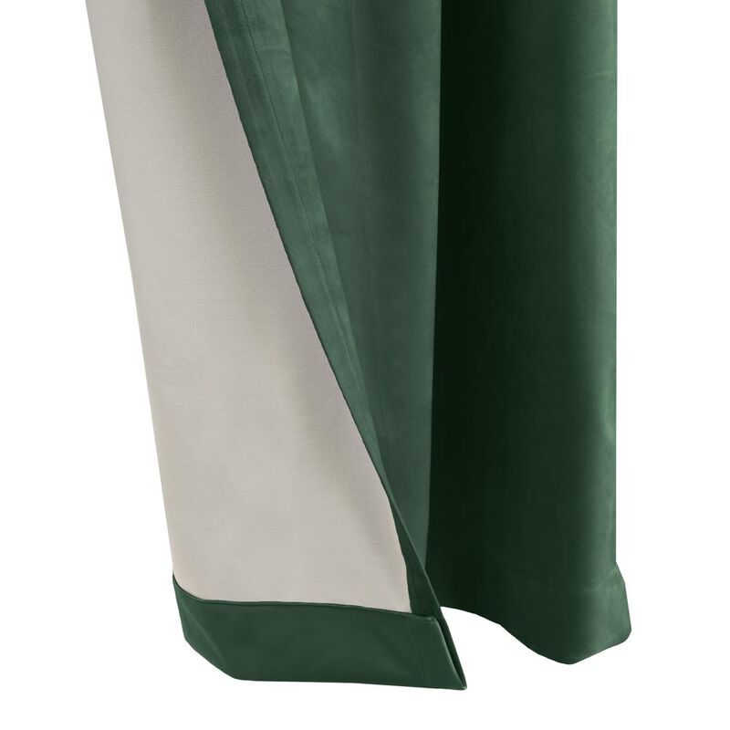Thermalogic Seren Classic Velvet Room Darkening Dual Header Energy Efficient Curtain Panel Dark Green