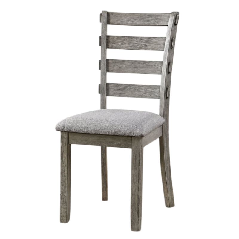 Lais 6pc Dining Table Set with Bench, 4 Ladderback Chairs, Rustic Gray image number 3