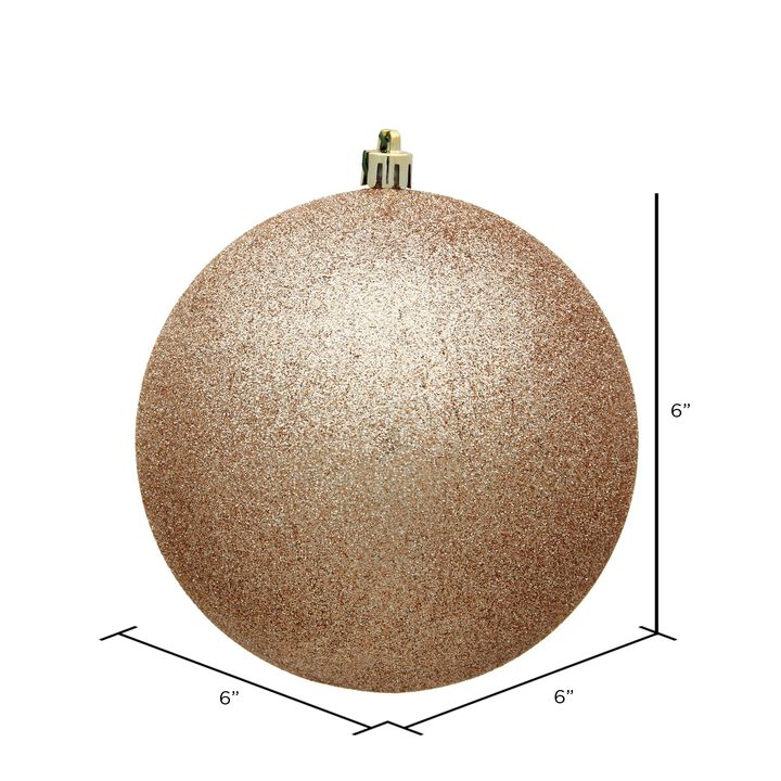 Vickerman 6" Cafe Latte Glitter Ball Ornament, 4 per Bag