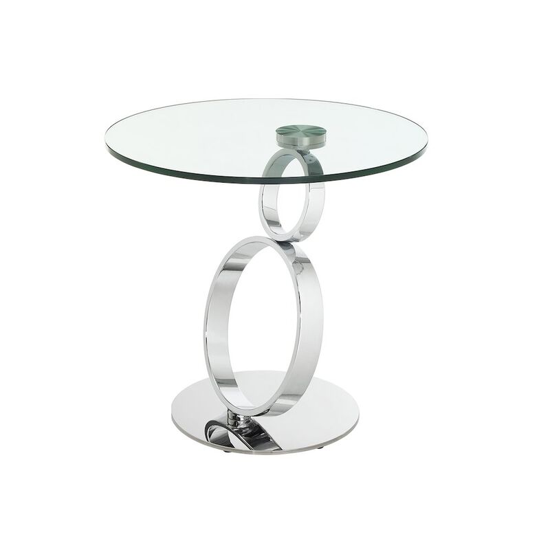 Casabianca Home Satellite Round End Table In Clear Glass