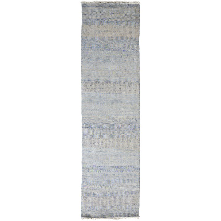 HomeRoots Wool Striped Shag Hand Knotted Runner Rug