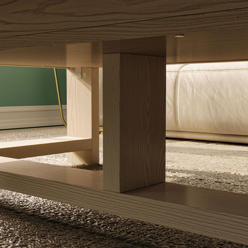 FUFU&GAGA Modern White Wood Coffee Table &ndash; Solid Wood, Spacious Tabletop with Built-in Storage, Sturdy Frame (47.2" W x 35.4" D x 15.8" H), White