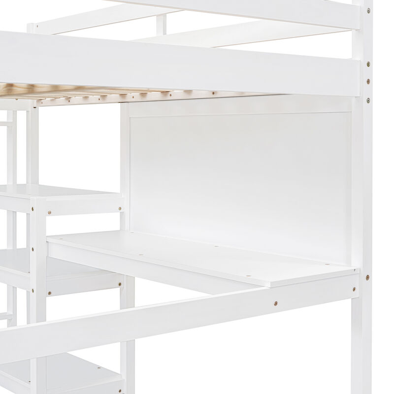 Merax Wooden Loft Bed with Desk and Writing Board