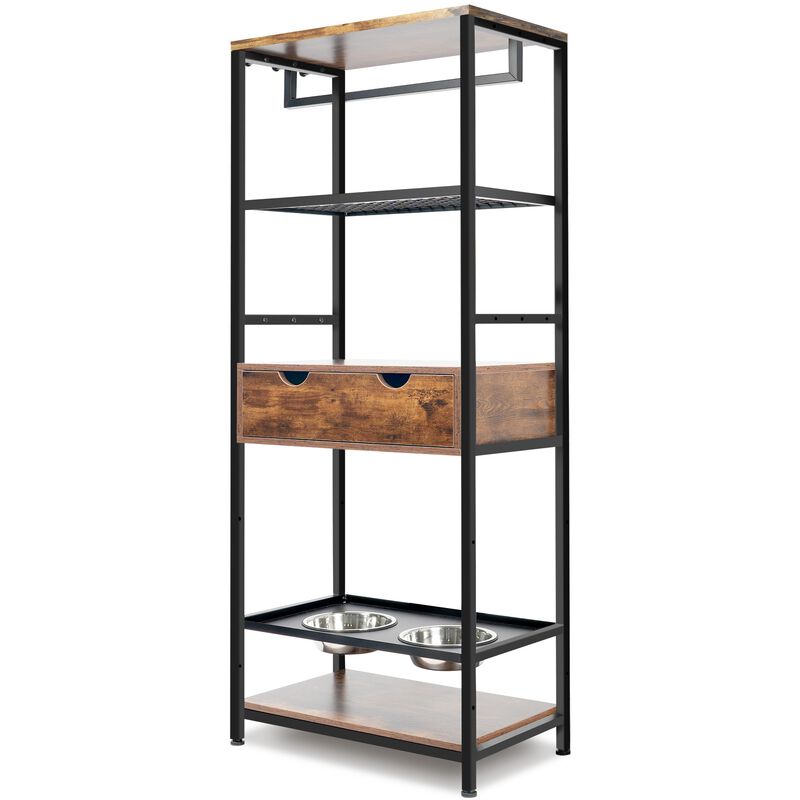Dog feeding station,3 Height Adjustable Raised Dog Bowls,Dog Storage with shelves image number 9