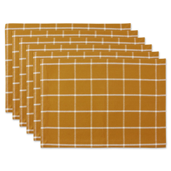 Set of 6 13" x 19" Orange and White Honey Gold Check Placemat