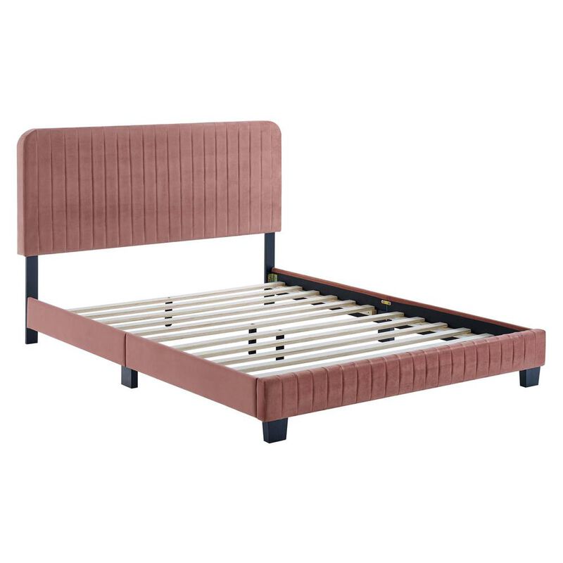 Celine Channel Tufted Performance Velvet Full Platform Bed image number 1
