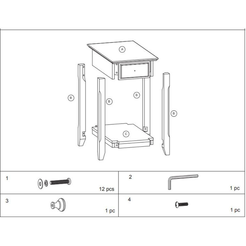 Solid Wood End Table &ndash; Single Drawer Accent Table with Storage Shelf