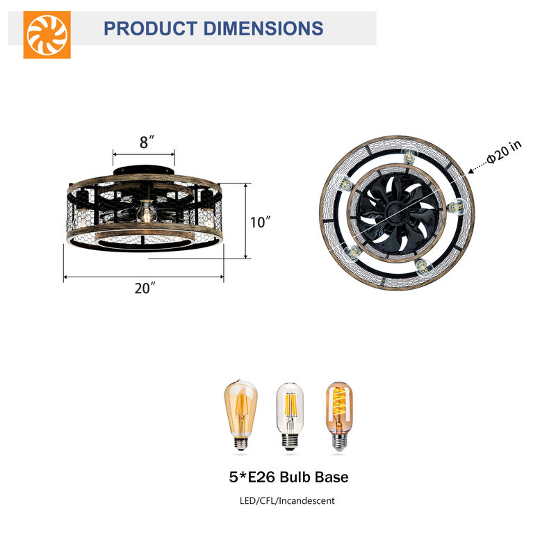 ELEMENT ACE Efficient Cage Ceiling Fan With Remote Control And Quiet Motor For Indoor Spaces image number 2