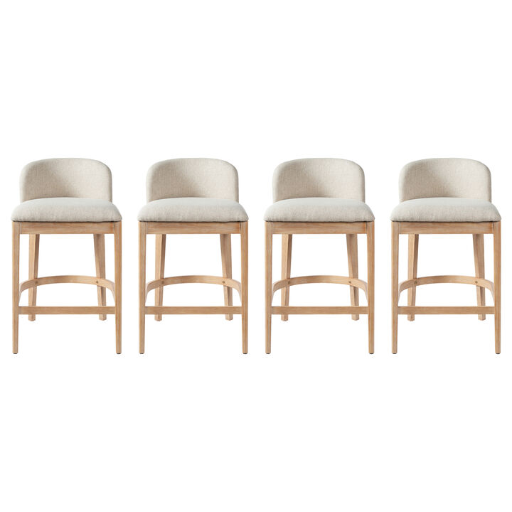 Christopher Knight Home Truda Farmhouse Rubberwood Upholstered Counter Stools with Curved Backrest (Set of 4)