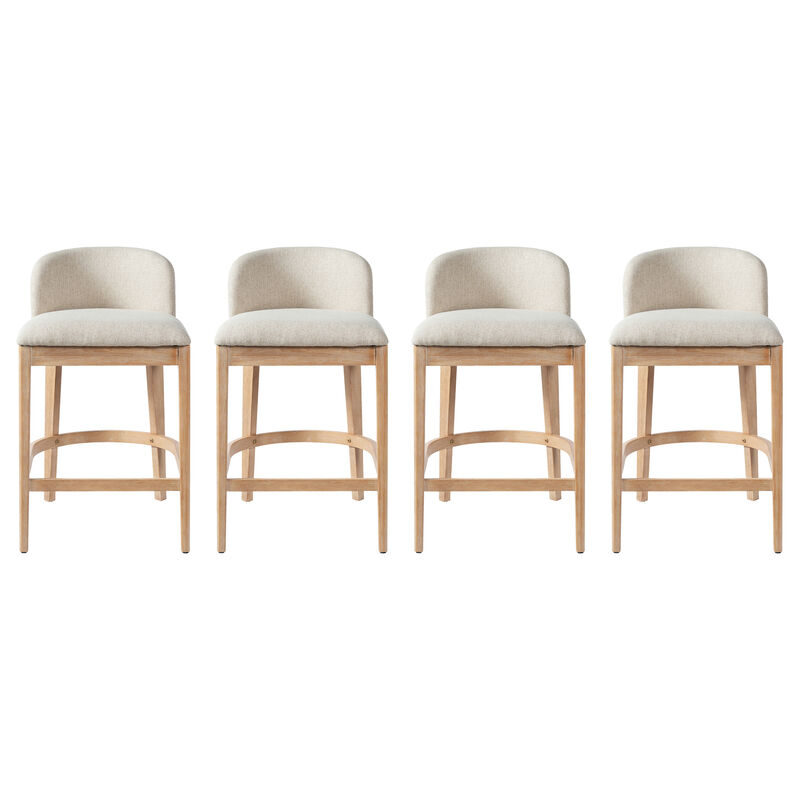 Christopher Knight Home Truda Farmhouse Rubberwood Upholstered Counter Stools with Curved Backrest (Set of 4) image number 0