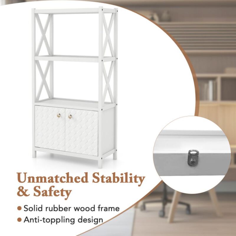 Hivvago Bathroom Storage Cabinet with Open Shelves and Double Doors