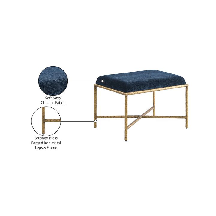 Meridian Furniture Valley Navy Chenille Fabric Bench