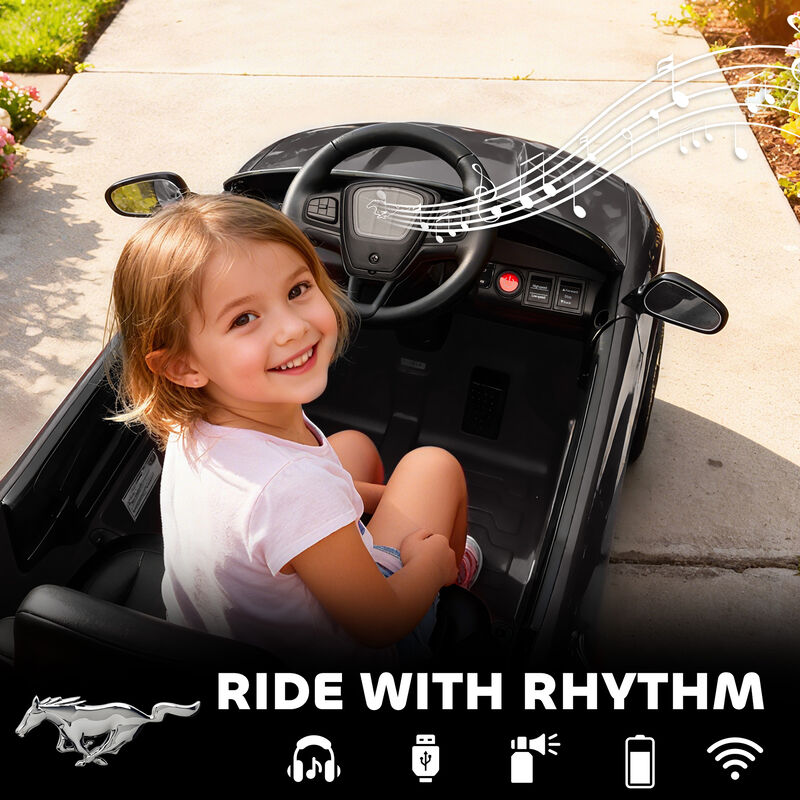 BreeBe 12V Kids Ride On Car, Licensed Ford Mustang Mach-E Electric Car with Remote Control, LED Light, Music image number 6