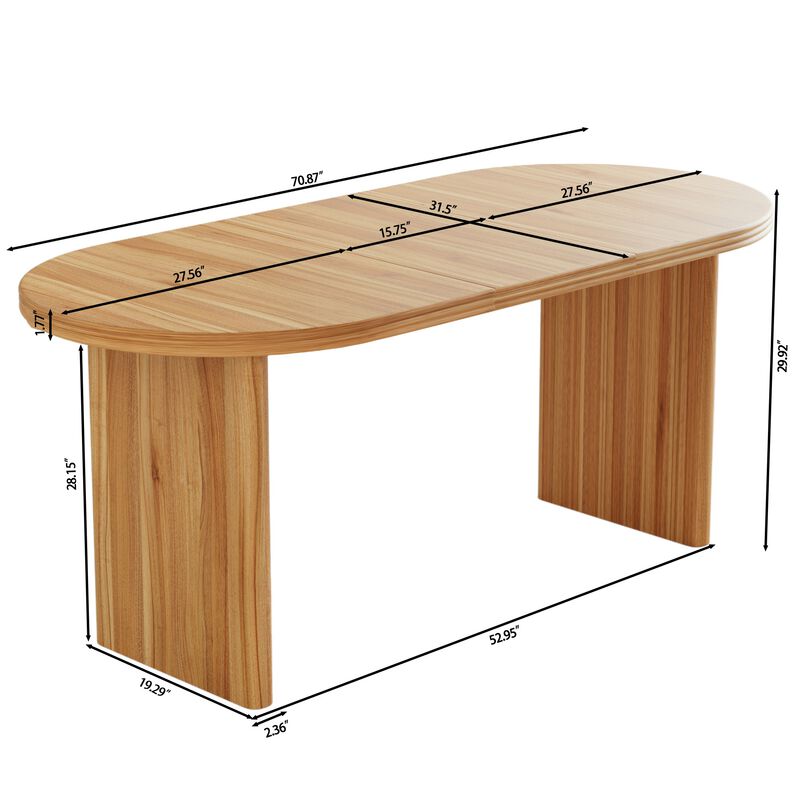 55.12"-70.87"Modern Extendable Dining Table with removable extension leaves,Mid-century modern style home table image number 4