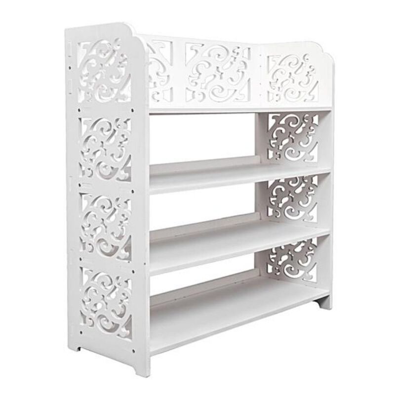 Four-Tier Carved Shoe Rack – Elegant and Space-Saving Shoe Storage Solution