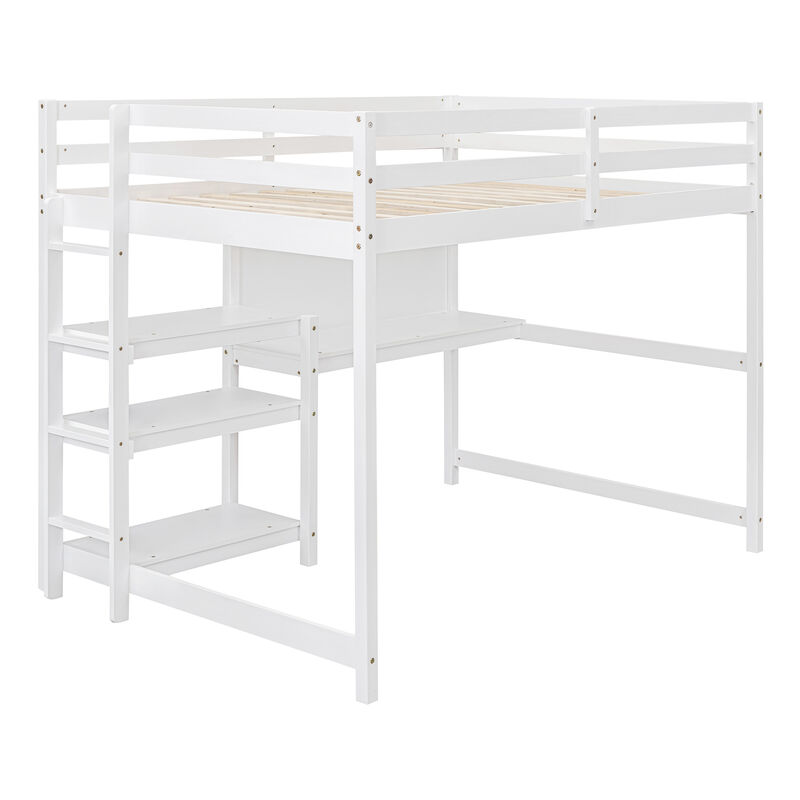 Merax Wooden Loft Bed with Desk and Writing Board