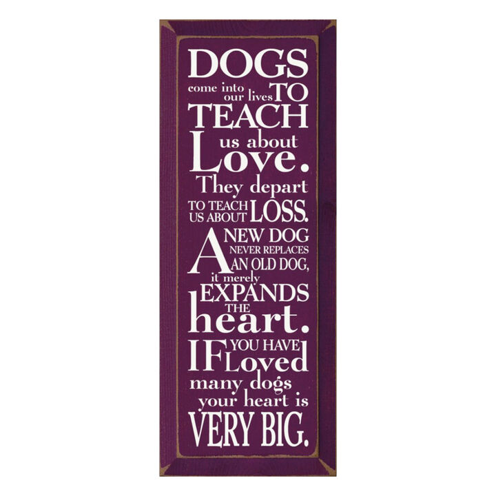Pet Lover Wood Sign Dogs Teach Us About Love Inspirational Wall Hanging