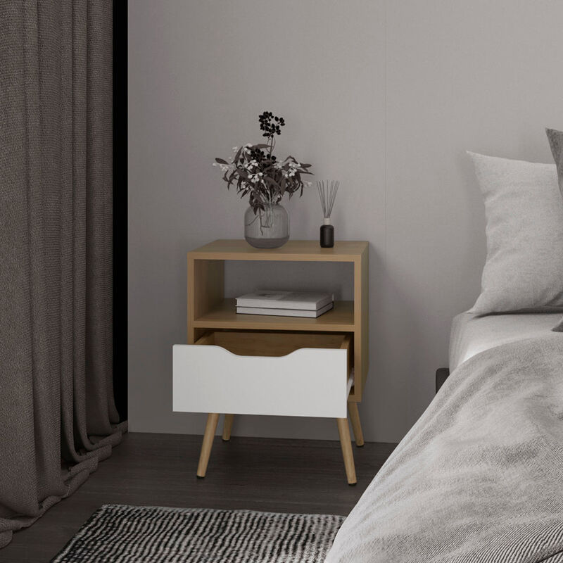 Kechi Nightstand White/Macadamia