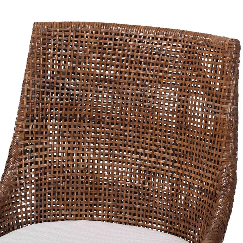 bali & pari Bella Swivel Rattan Counter Stool with Cushion - Handwoven Wicker Kitchen Island Seating with Backrest and Footrest, Coffee Bean image number 4