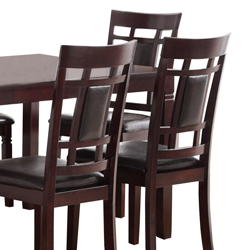 Modish 7 Pieces Dining Set of Rubber Wood In Espresso Brown - Benzara