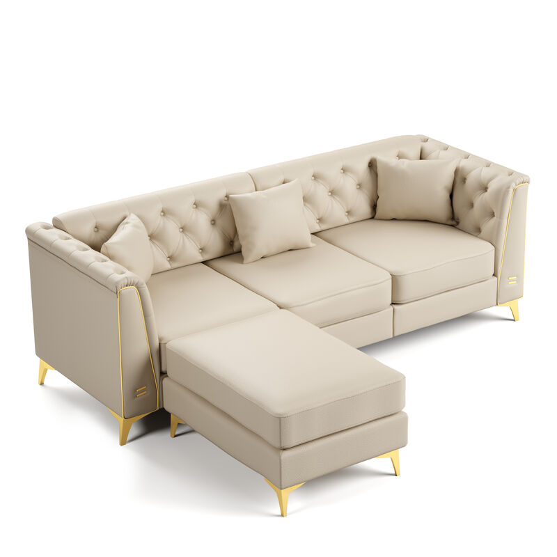 Wotvo 81.5" 3-Seater Modular Chesterfield Sofa image number 2