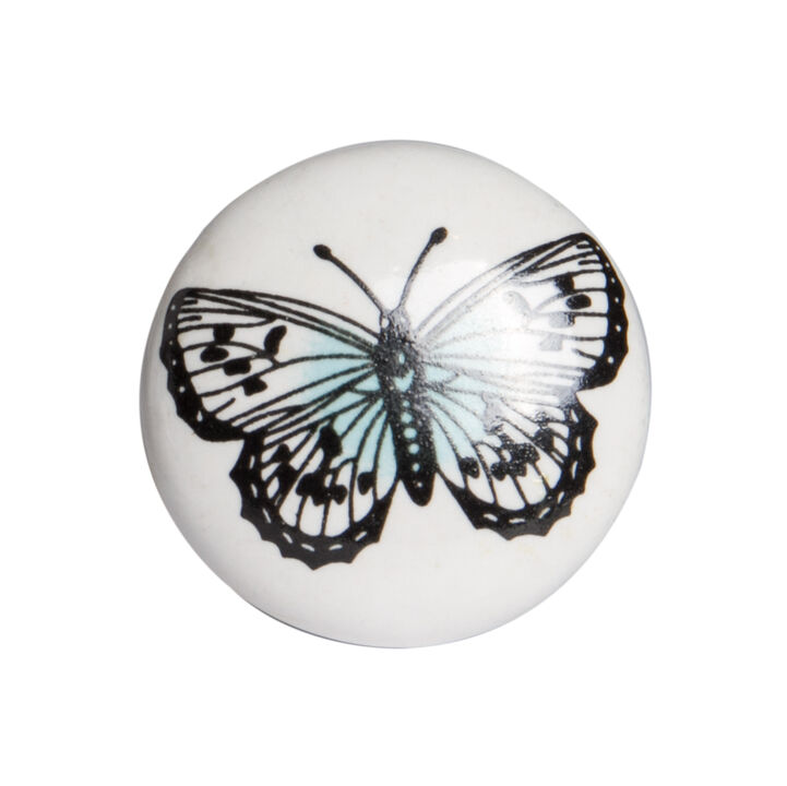 HomeRoots Set of Eight Black And White Ceramic And Metal Drawer Pull Knobs